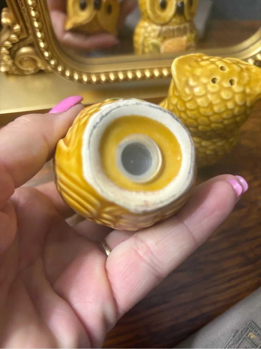 Vintage Florida Owl Salt & Pepper Shakers - Yellow Ceramic